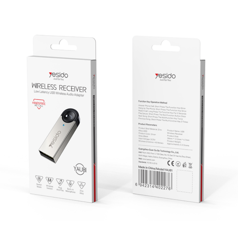 Yesido Mini Car USB Bluetooth Receiver